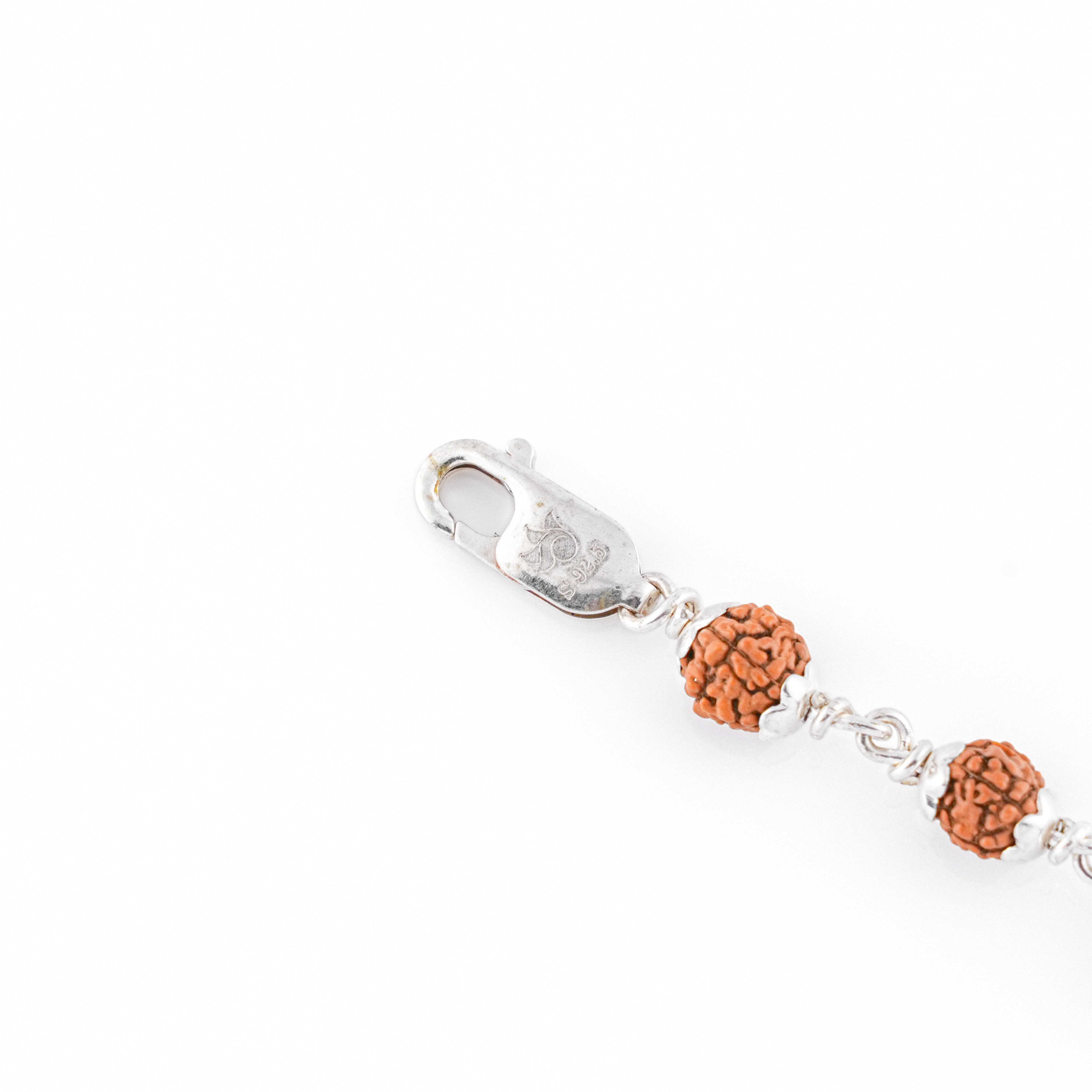 Original Rudraksha Shiva Damru Silver Bracelet