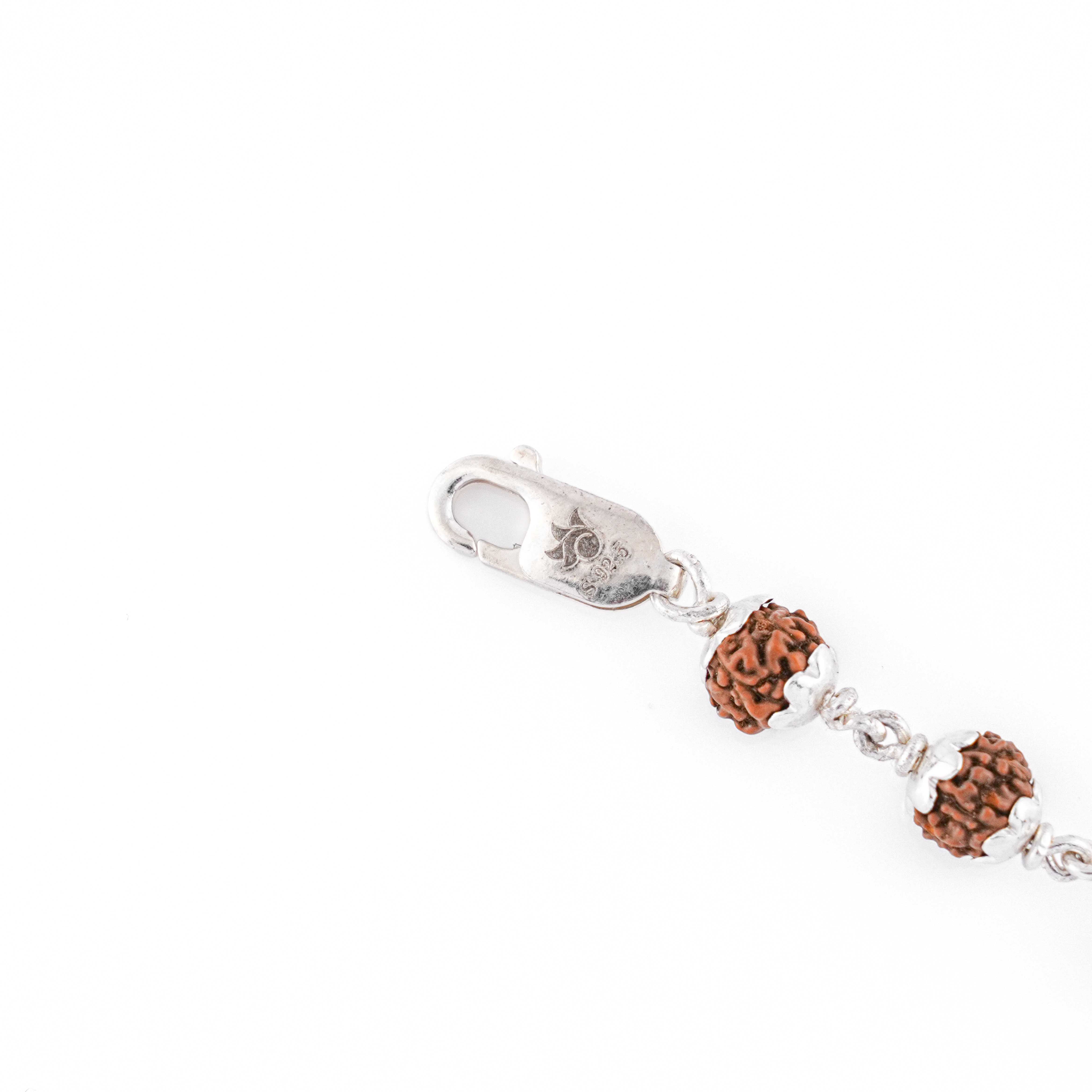 Original Rudraksha Ganesh Silver Bracelet