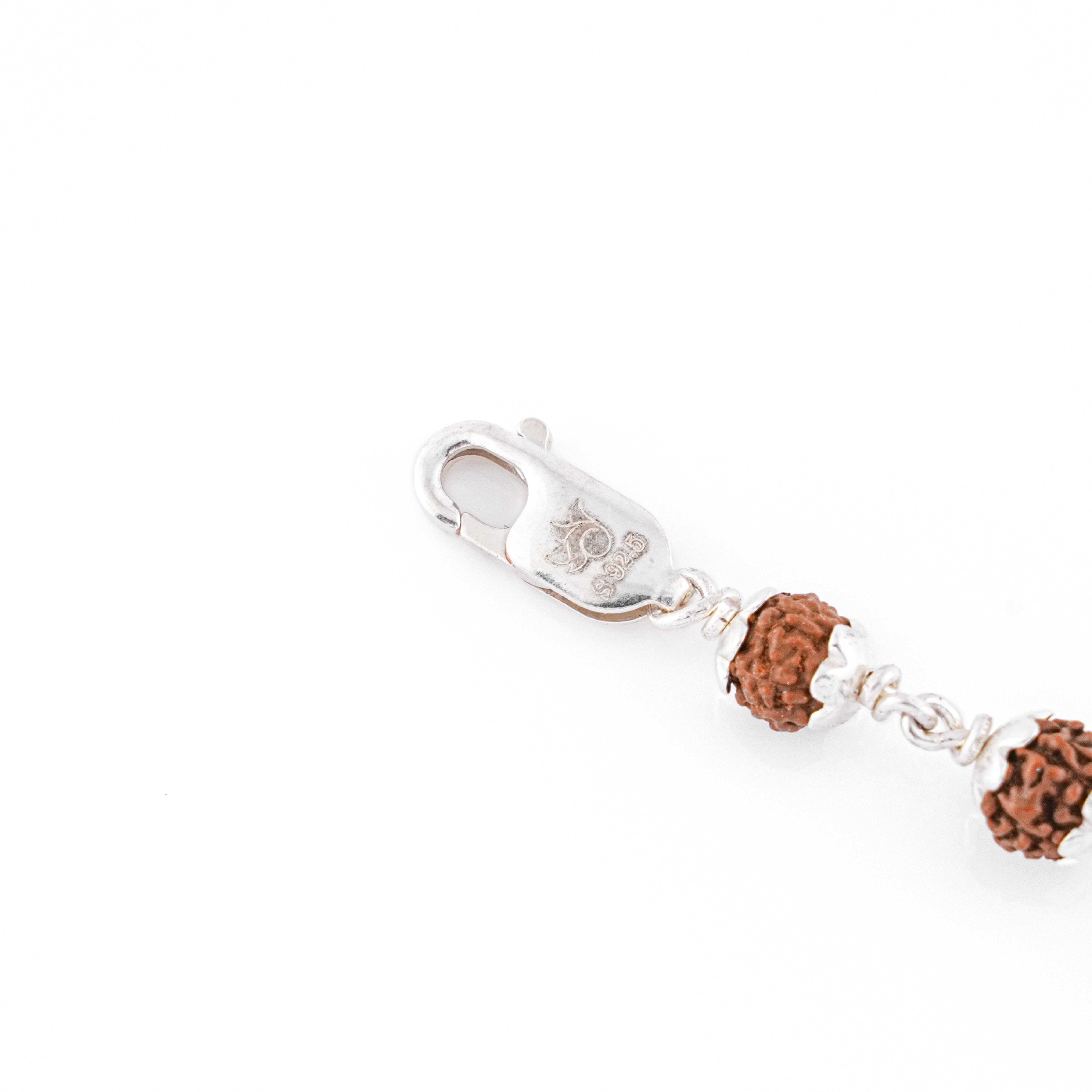Rudraksha Silver Bracelet with Om in Pointed Circle