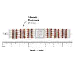 Rudraksha Silver Roaring Lion Five Lines Bracelet