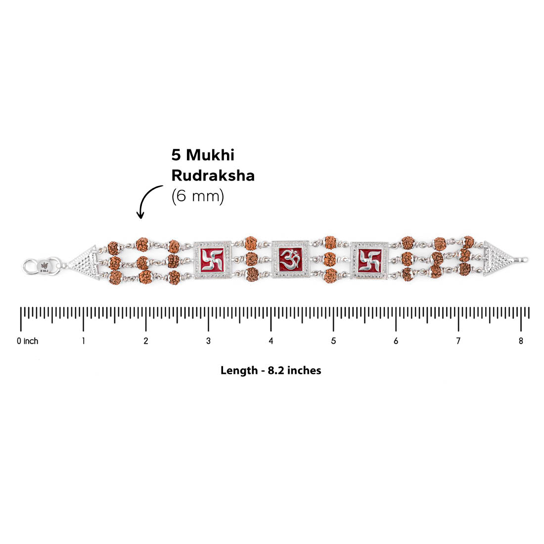 Premium Om Swastik Triple Row Rudraksha Bracelet
