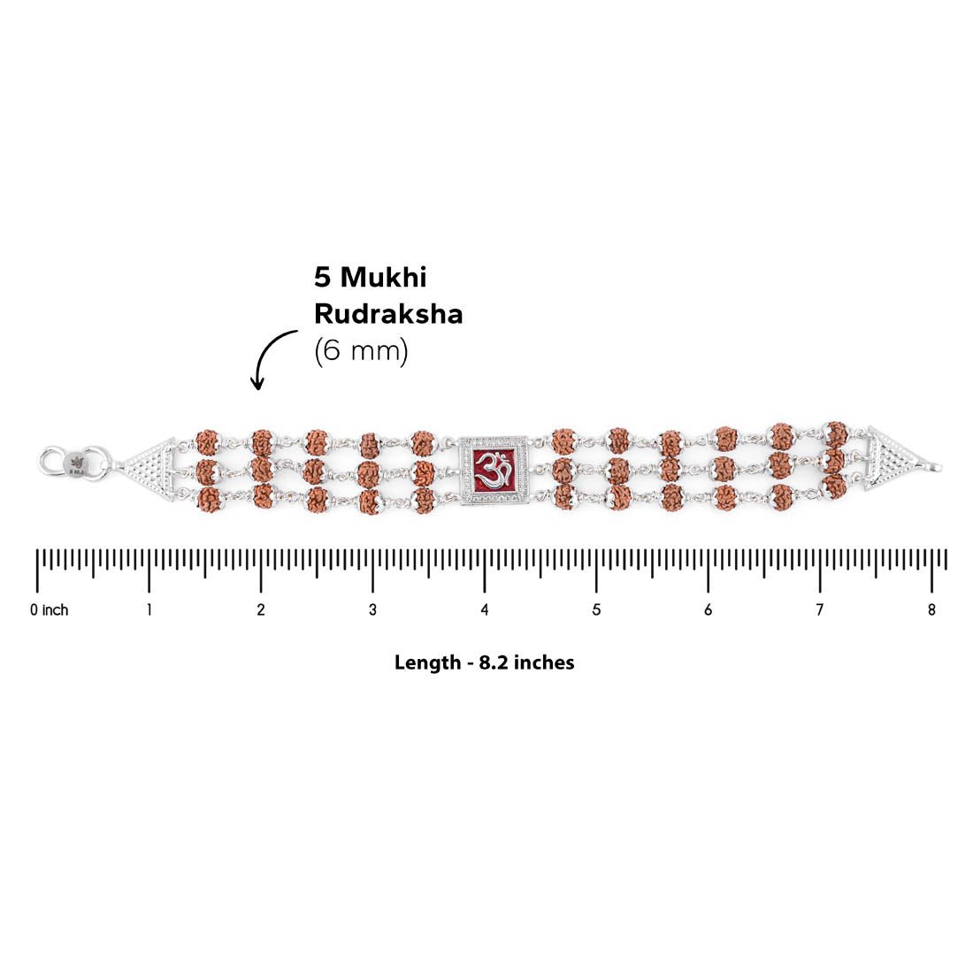 Original Rudraksha Red Om Triple Line Bracelet