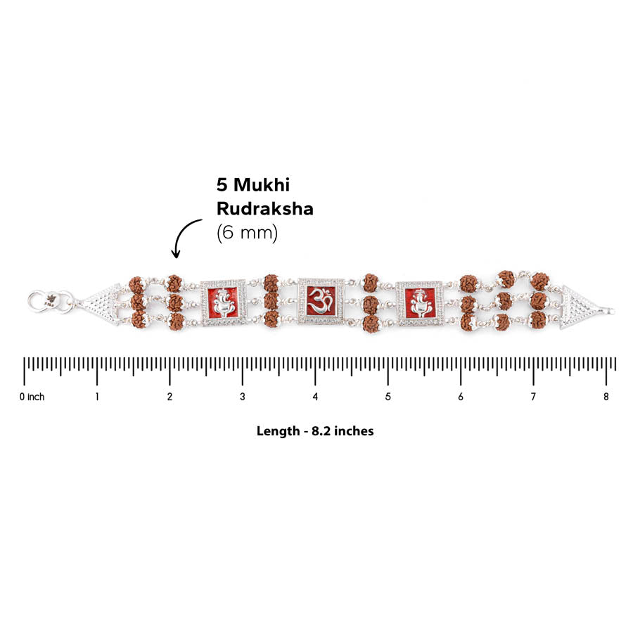 Premium Om Ganesh Triple Row Rudraksha Bracelet