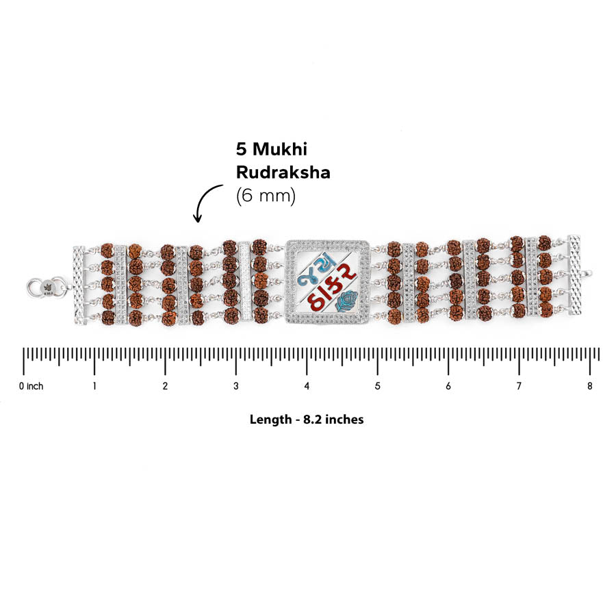 92.5 Silver Jay Thakar Five Line Rudraksha Bracelet