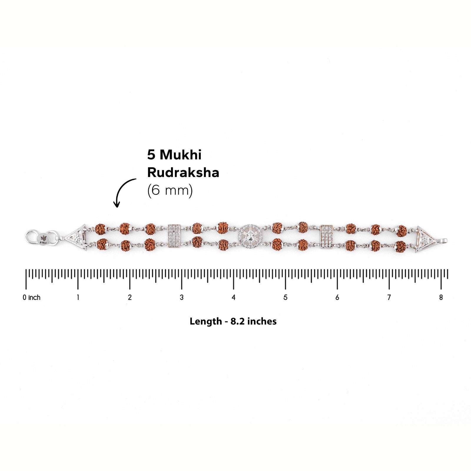 92.5 Silver Ganesh Double Line Rudraksha Bracelet