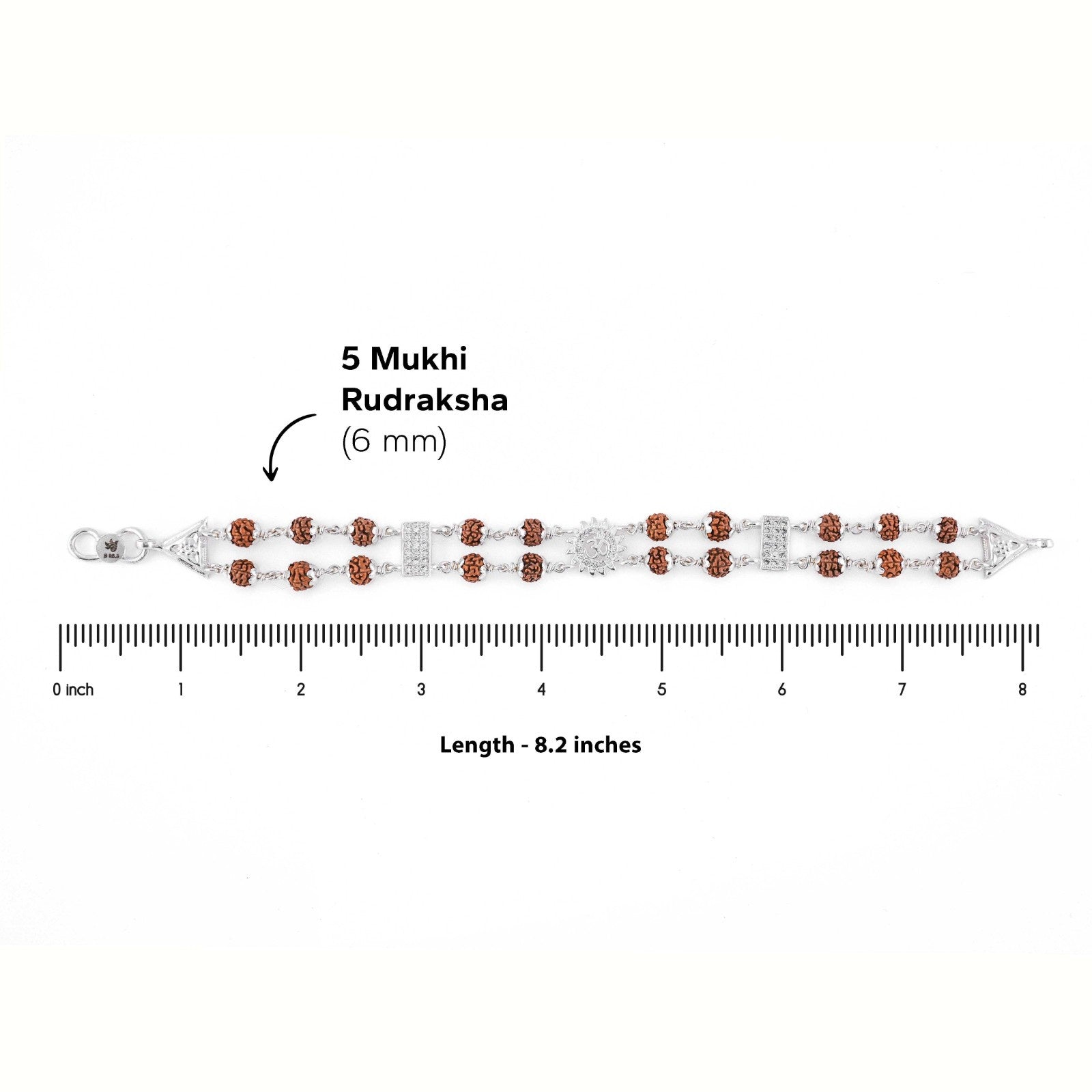 Original Rudraksha Om Flower Brooch Double Line Bracelet