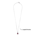 Real Silver Set Chain Pendant and Earrings with Red Stones for Women