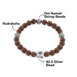 Rudraksha with Om Namah Shivay Silver Beads Bracelet