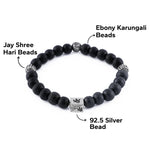 Karungali with Shree Hari Silver Beads Bracelet