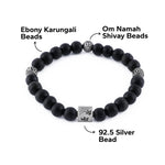 Karungali with Om Namah Shivay Silver Beads Bracelet