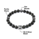 Pyrite Stone with Om 92.5 Silver Beads Bracelet