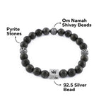 Pyrite with Om Namah Shivay 92.5 Silver Beads Bracelet