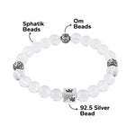 Sphatik Beads with Om Silver Beads Bracelet