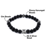 Ebony Karungali with Om Silver Beads Bracelet