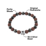 Rudraksha with Pyrite 92.5 Beads Bracelet