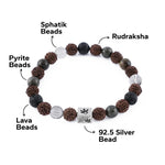 Rudraksha with Lava, Pyrite & Sphatik Beads Bracelet