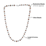 7-8 mm Rudraksha Capping Silver Mala (Om Beads)