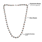 Rudraksha Silver Mala with Cylindrical Beads