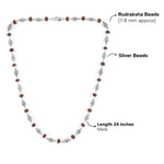 Authentic Rudraksha Silver Mala (Perforated Oval Beads)