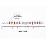 92.5 Silver Ganesh Rectangle Double Line Rudraksha Bracelet