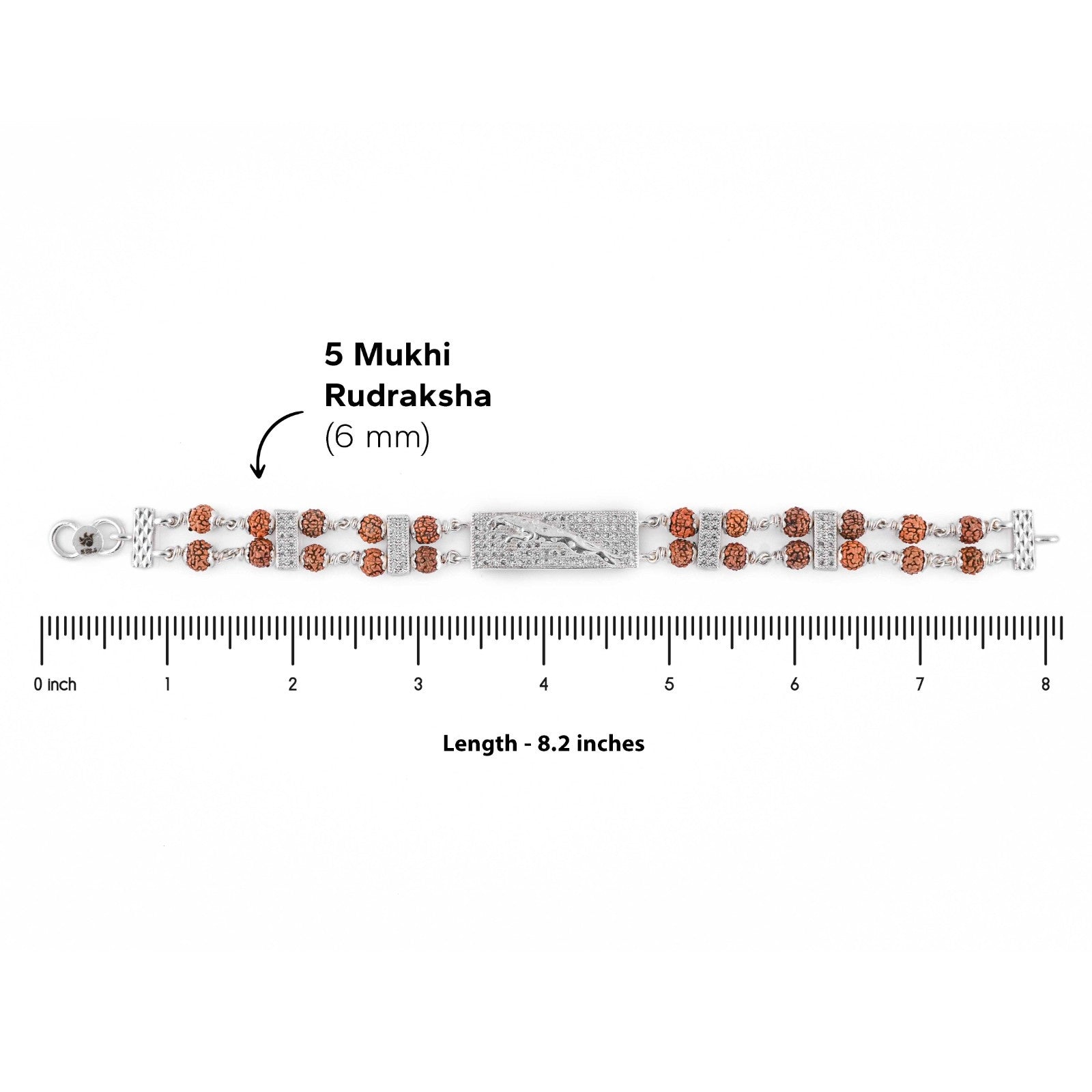 Double Line Jaguar Silver Rudraksha Bracelet