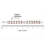 Silver Rakhi with Rudraksha, Om, and Rhombus Double Line Design