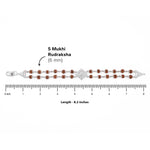 Rudraksha Silver Om Rhombus Double Line Bracelet