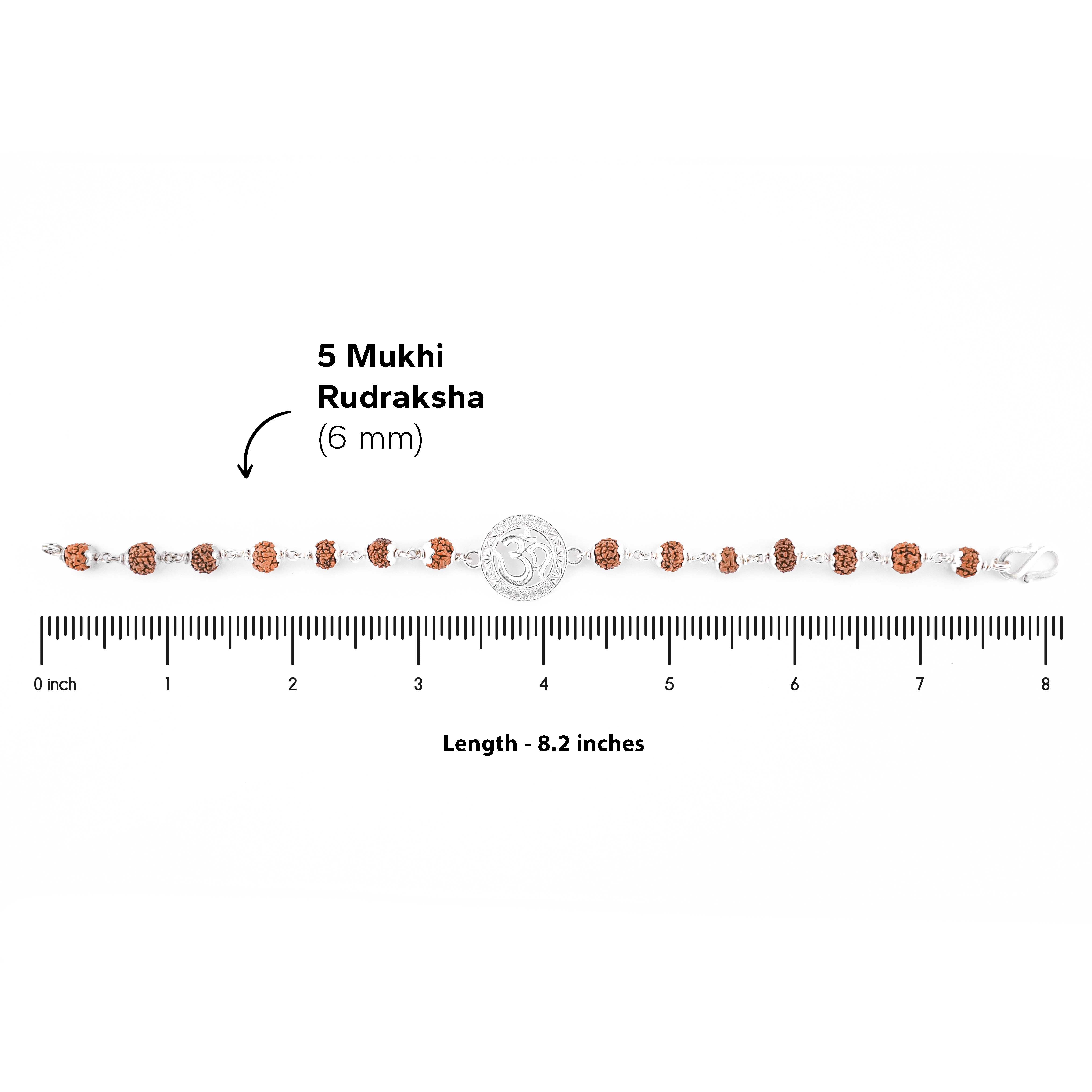 Silver Rakhi with Om and Single Line Rudraksha