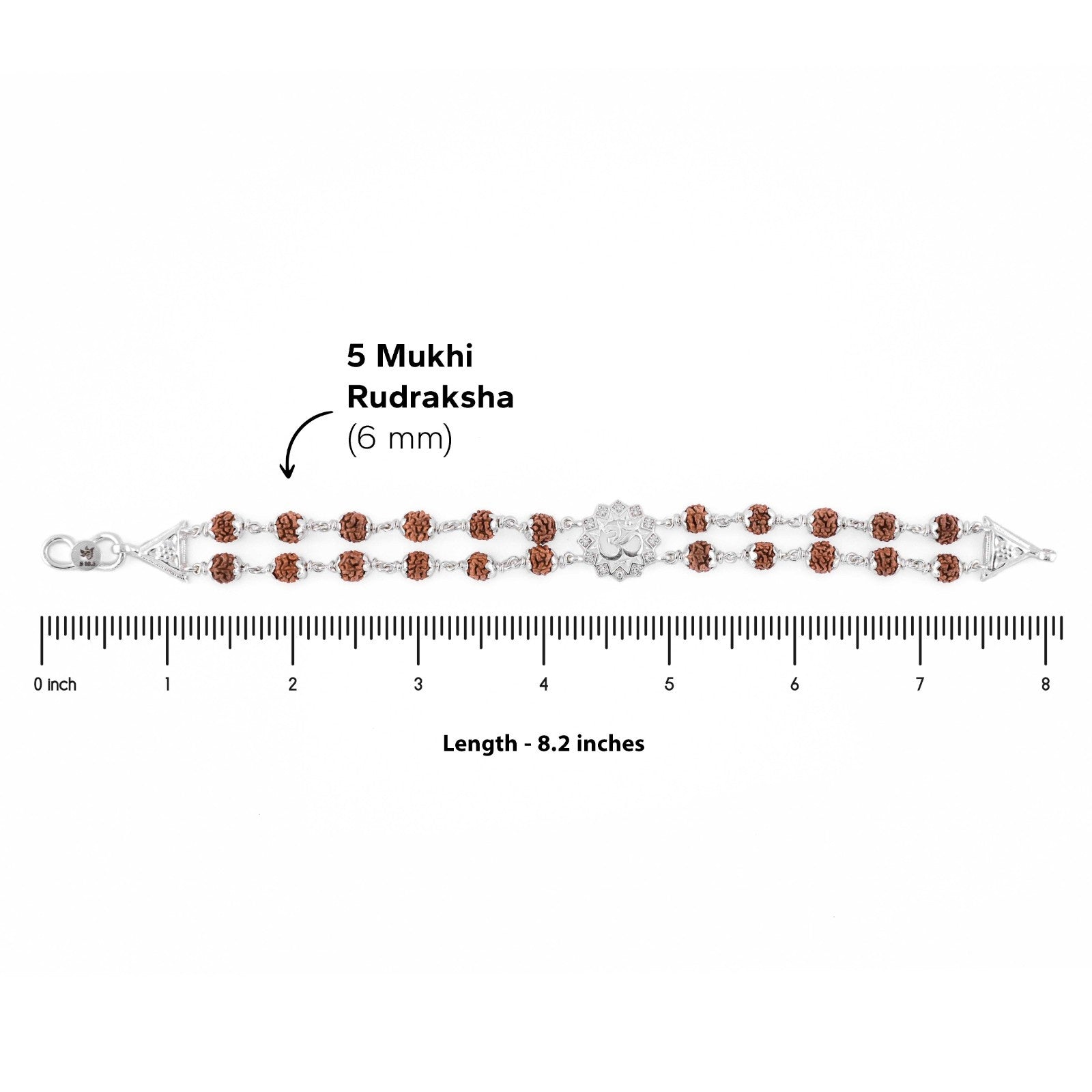 Rudraksha Silver Bracelet with Om Flower Design