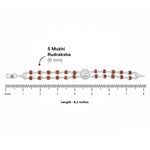 Silver Rakhi with Rudraksha, Om Flower Design, Double Line Bracelet