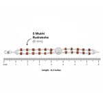 Rudraksha Silver Bracelet with Om Flower Design