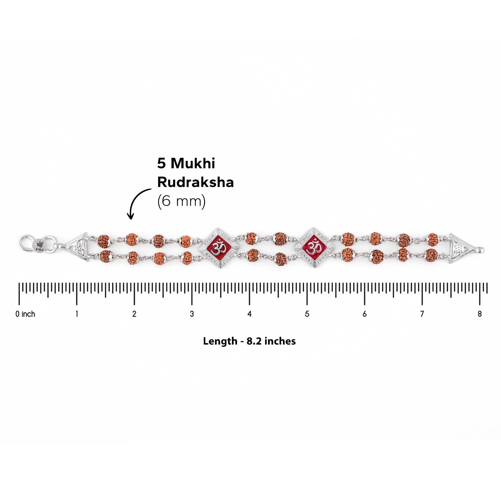 Rudraksha Silver Bracelet with Two Om Design