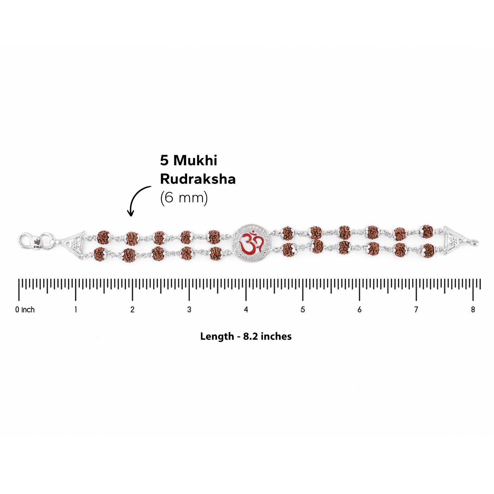 Pure Round Om Silver Rudraksha Bracelet