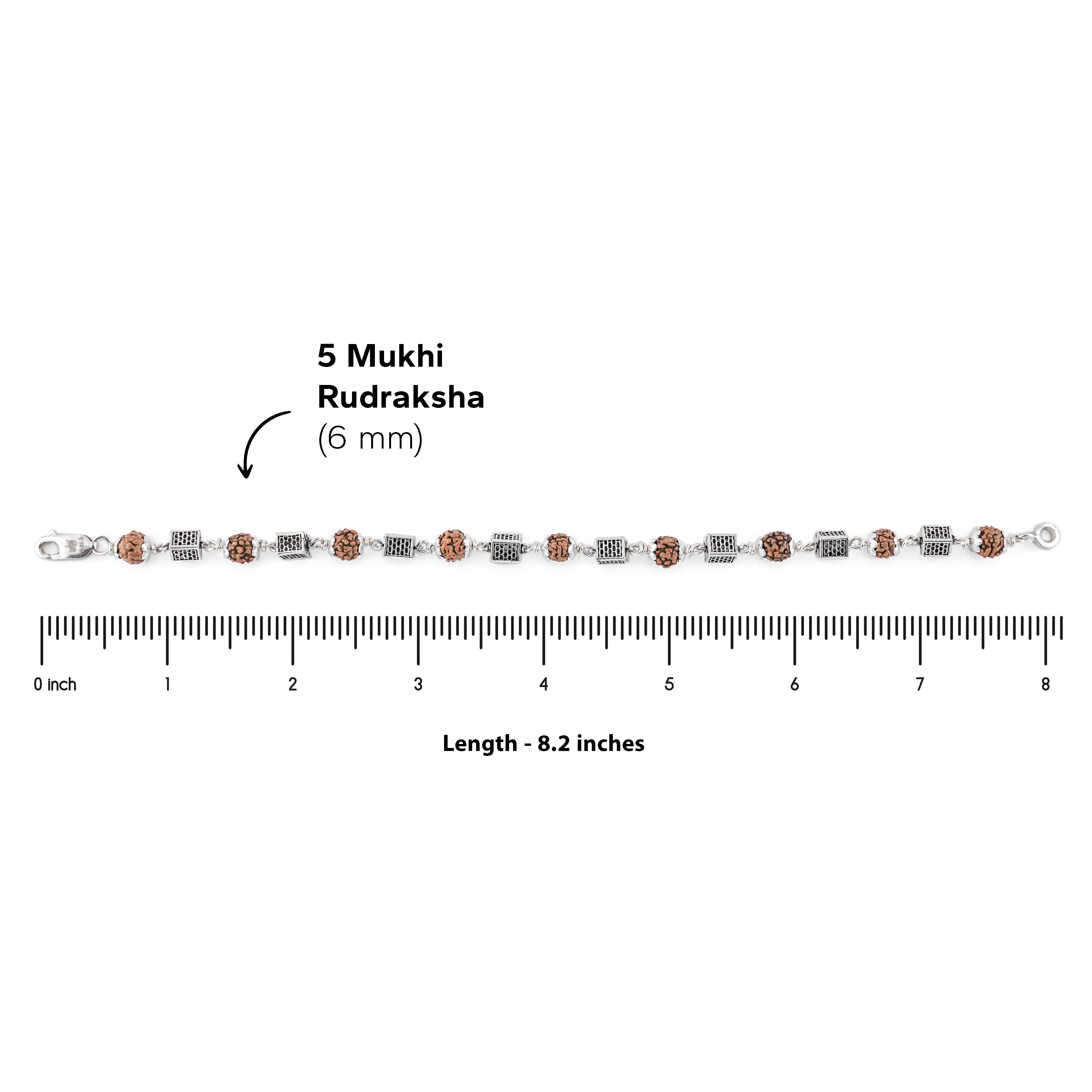 Silver Rakhi with Square Cylinder Rudraksha Beads