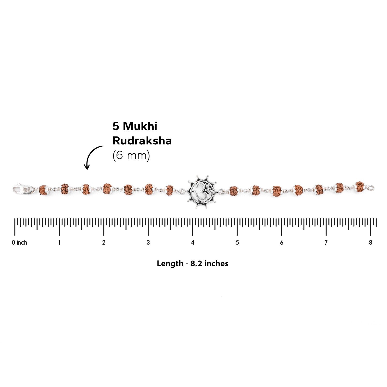 Rudraksha Silver Bracelet with Om in Pointed Circle
