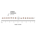 Silver Rakhi with Om in a Concave Sphere and Single Line Rudraksha