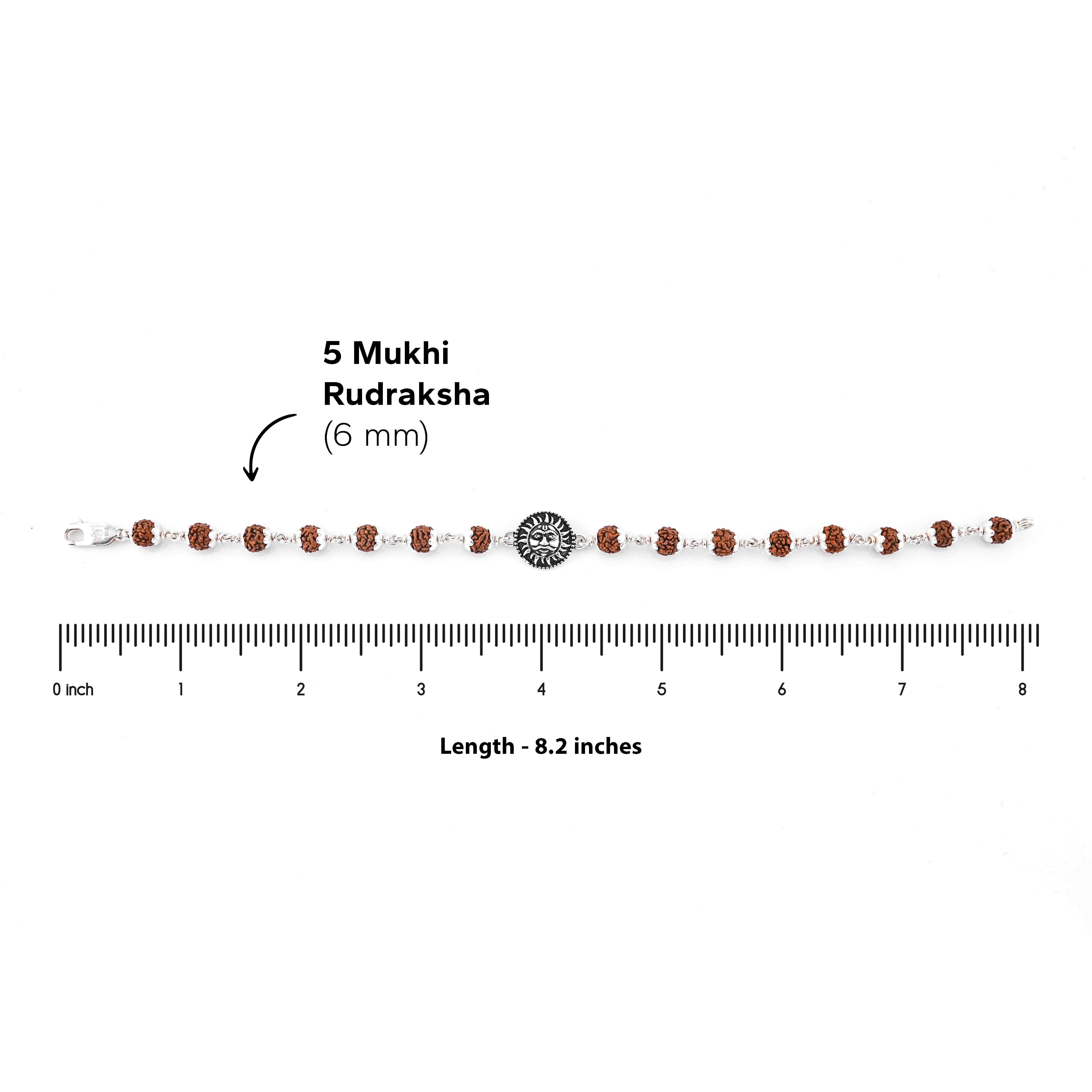 Silver Rakhi with Suryadev and Rudraksha