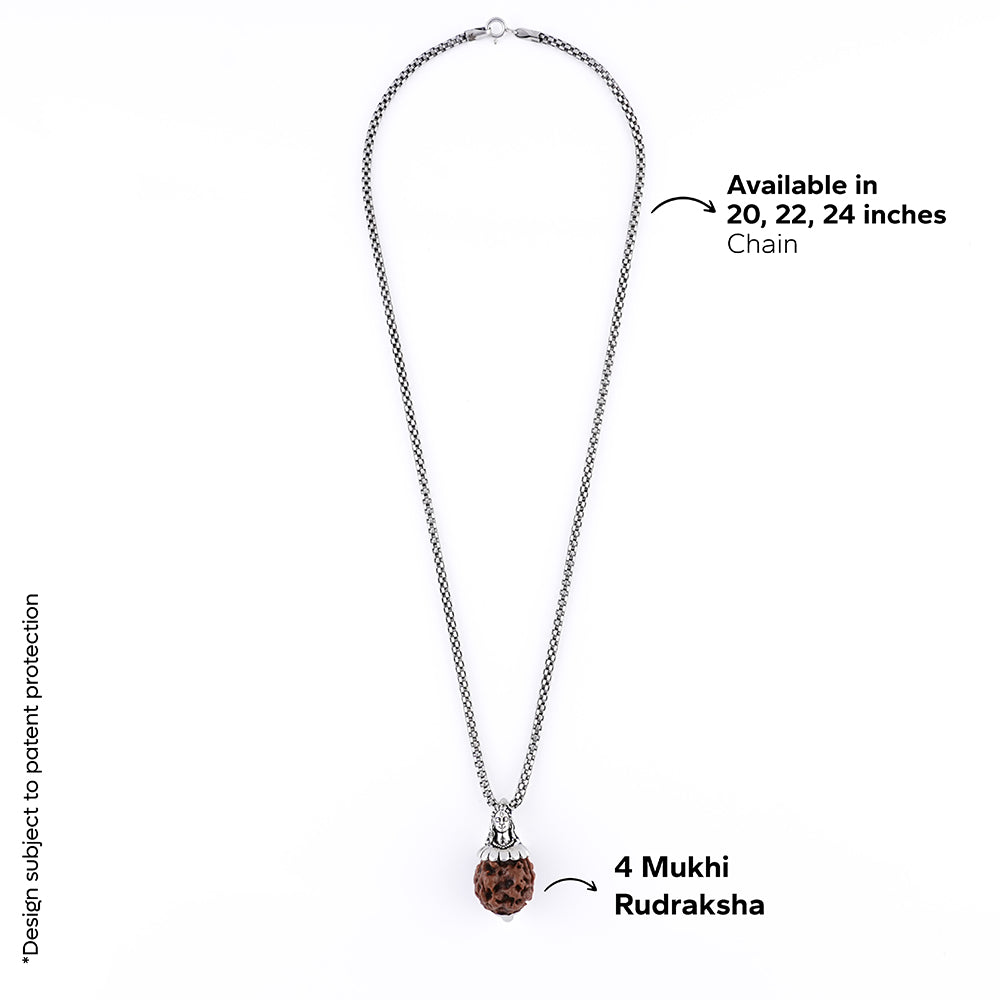 Orignal Adiyogi Pendant (4 Mukhi Nepali Rudraksha) With Chain
