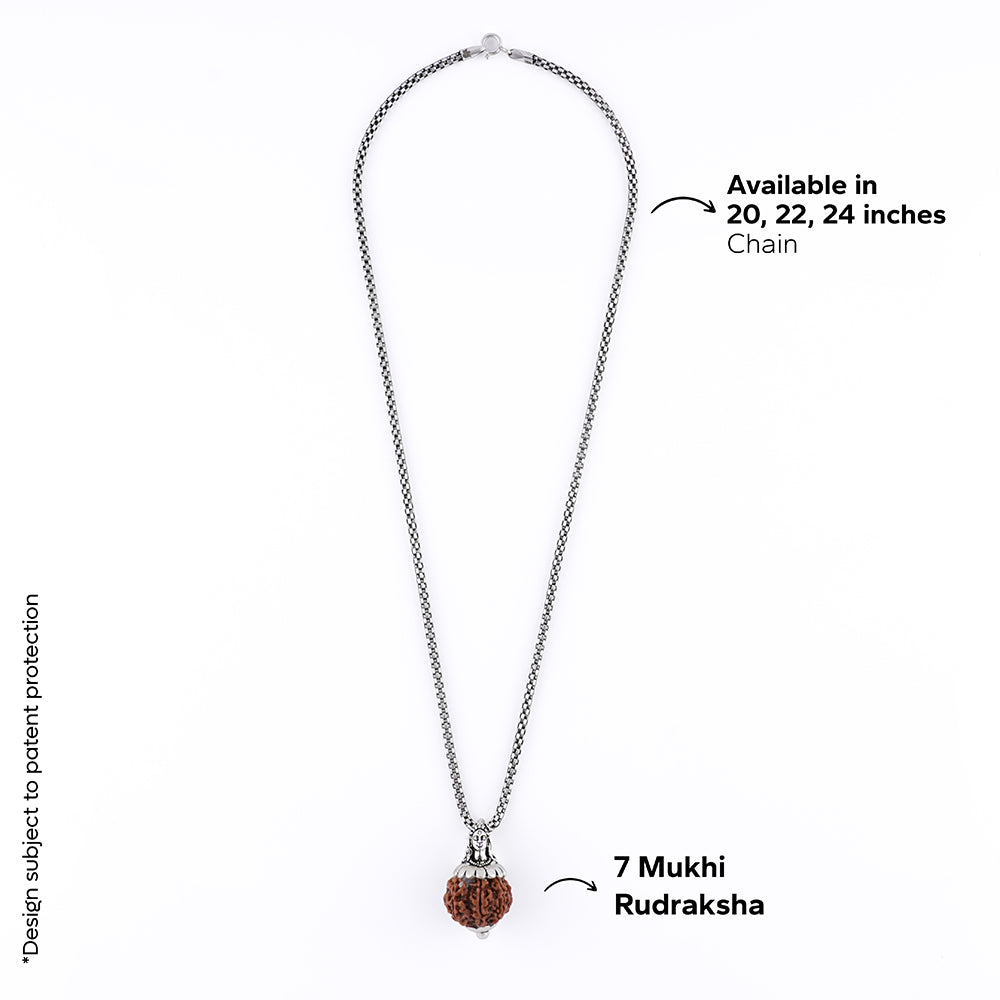 Orignal Adiyogi Pendant (7 Mukhi Nepali Rudraksha) With Chain