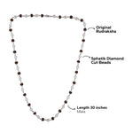 Original Rudraksha with Sphatik Diamond Cut Beads Silver Mala