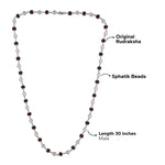 Original Rudraksha With Sphatik Beads Silver Mala