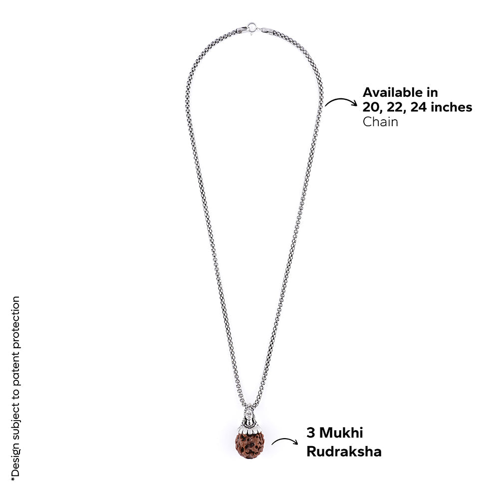 Orignal Adiyogi Pendant (3 Mukhi Nepali Rudraksha) With Chain