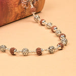 Rudraksha With Round Om Silver Beads Mala