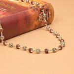 Rudraksha With Round Om Silver Beads Mala