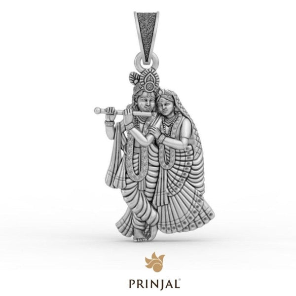 Radha Krishna Ji Silver Pendant