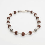 Rudraksha With Silver Om Beads Bracelet