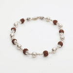 Rudraksha Bracelet with Textured CNC Silver Beads