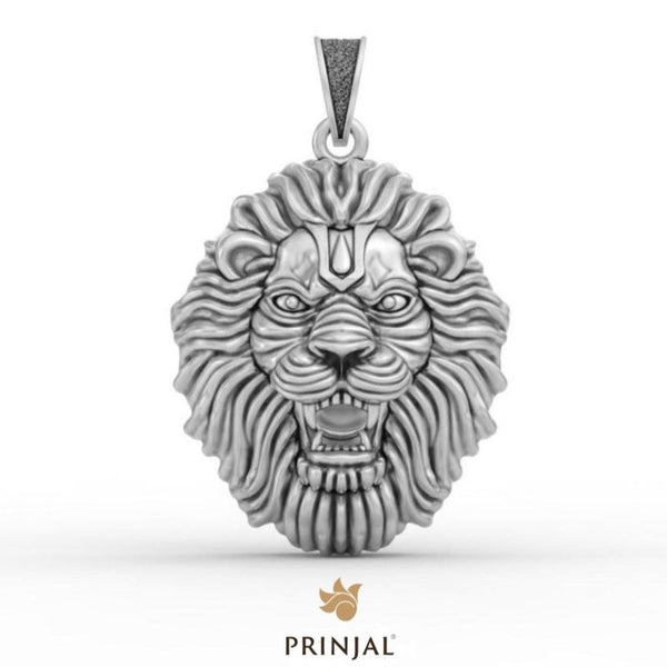 Lion Face Silver Pendant