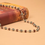 Rudrksha With Hexagon Om Silver Beads Mala