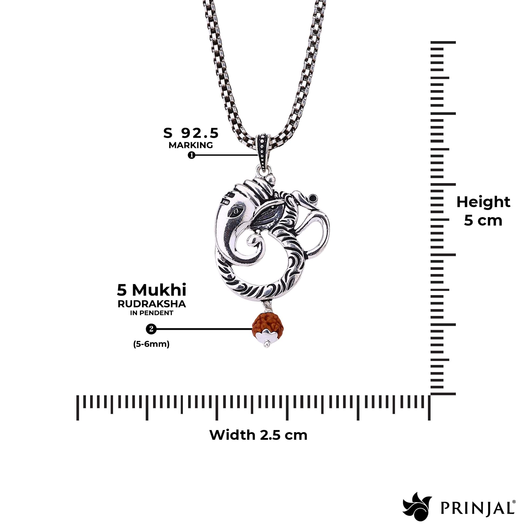 Shree Ganesh Om Rudraksha Silver Pendant